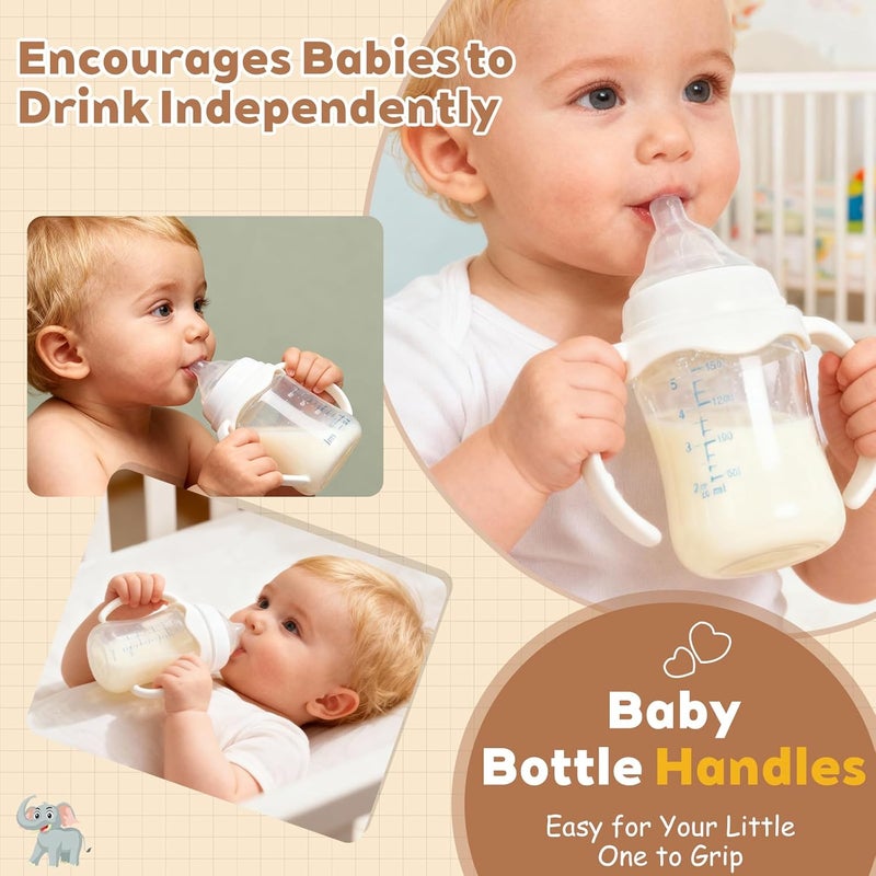 Dotshnk 4Pack Baby Bottle Handles for Evenflo Wide Neck 5oz & 9oz Baby Bottle, Baby Bottle Handles Wide Neck, Baby Bottle Holder - White - Image 4
